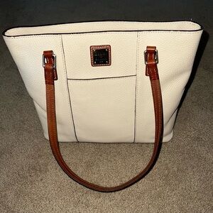 Dooney & Bourke Small Lexington Pebbled Leather Bone/Cream Tote